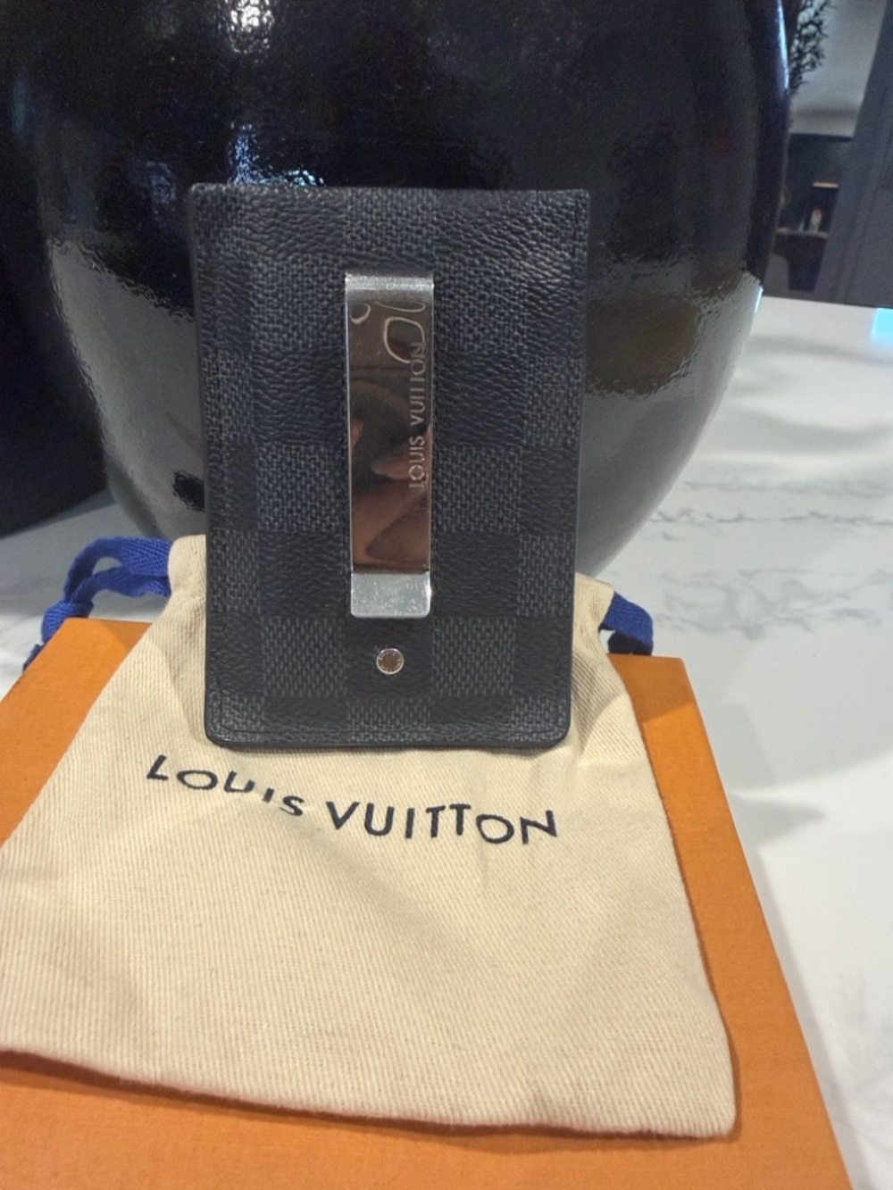 Louis Vuitton Black Damier Graphite Money Clip Card Holder - Picture 2 of 4